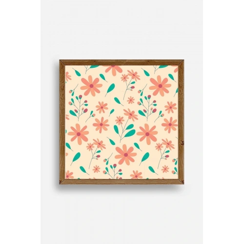 Çiçek Ahşap Çerçeveli Tablo 50 x 50
