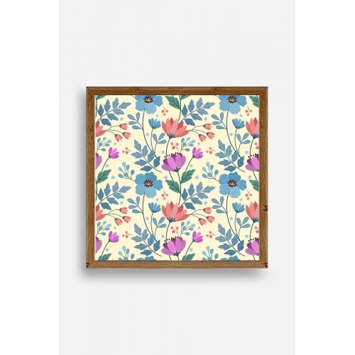 Çiçek Ahşap Çerçeveli Tablo 50 x 50