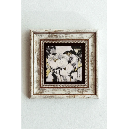 Çiçek Çerçeveli Taş Tablo , Çerçeveli Taş Duvar Dekoru-enkcrcvtbl-00155 20 cm