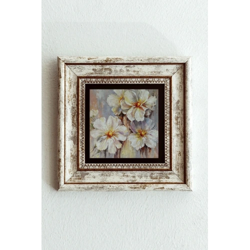 Çiçek Çerçeveli Taş Tablo , Çerçeveli Taş Duvar Dekoru-enkcrcvtbl-00204 20 cm