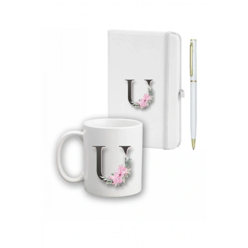 Çiçek Desen Ajanda, Kupa Ve Kalem Seti