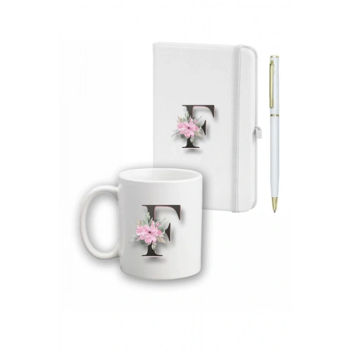 Çiçek Desen Ajanda, Kupa Ve Kalem Seti