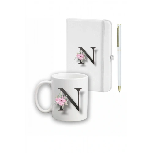 Çiçek Desen Ajanda, Kupa Ve Kalem Seti