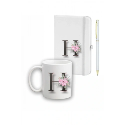 Çiçek Desen Ajanda, Kupa Ve Kalem Seti