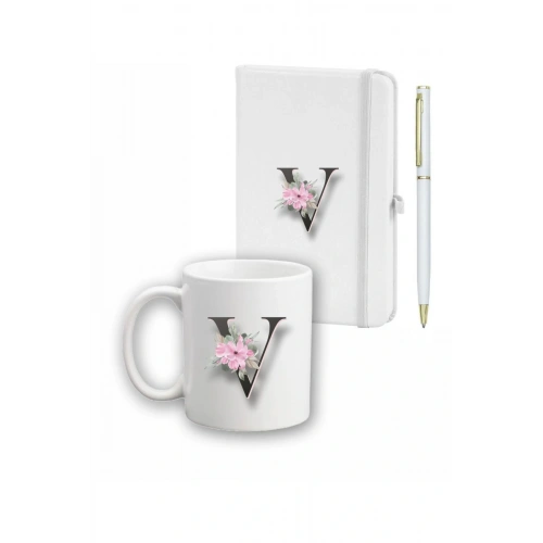 Çiçek Desen Ajanda, Kupa Ve Kalem Seti