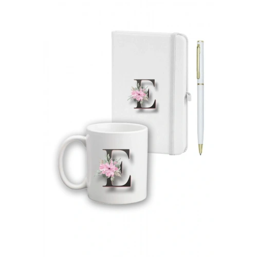 Çiçek Desen Ajanda, Kupa Ve Kalem Seti