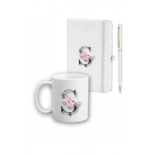 Çiçek Desen Ajanda, Kupa Ve Kalem Seti