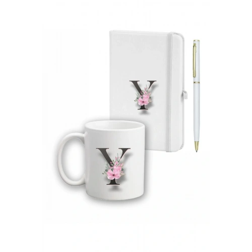 Çiçek Desen Ajanda, Kupa Ve Kalem Seti
