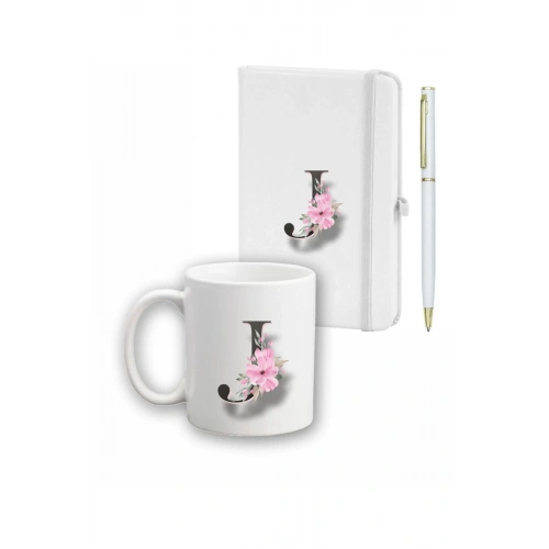 Çiçek Desen Ajanda, Kupa Ve Kalem Seti