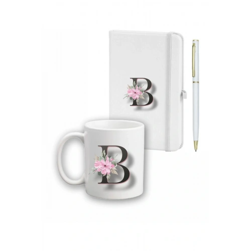 Çiçek Desen Ajanda, Kupa Ve Kalem Seti