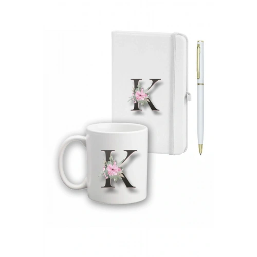 Çiçek Desen Ajanda, Kupa Ve Kalem Seti