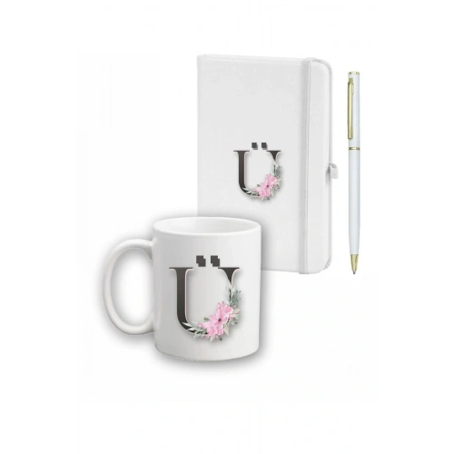 Çiçek Desen Ajanda, Kupa Ve Kalem Seti