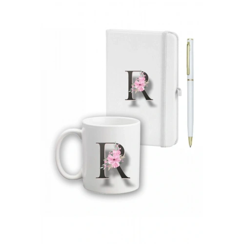 Çiçek Desen Ajanda, Kupa Ve Kalem Seti