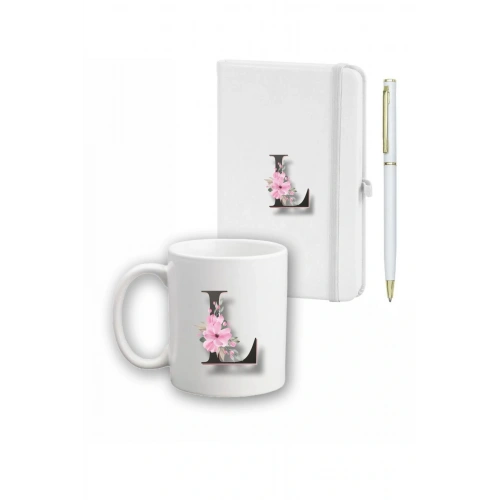 Çiçek Desen Ajanda, Kupa Ve Kalem Seti