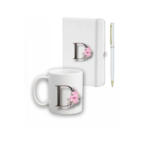 Çiçek Desen Ajanda, Kupa Ve Kalem Seti