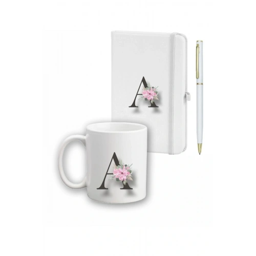 Çiçek Desen Ajanda, Kupa Ve Kalem Seti