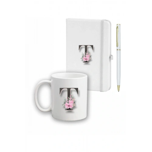 Çiçek Desen Ajanda, Kupa Ve Kalem Seti