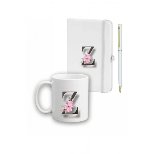 Çiçek Desen Ajanda, Kupa Ve Kalem Seti