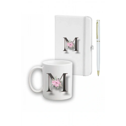 Çiçek Desen Ajanda, Kupa Ve Kalem Seti