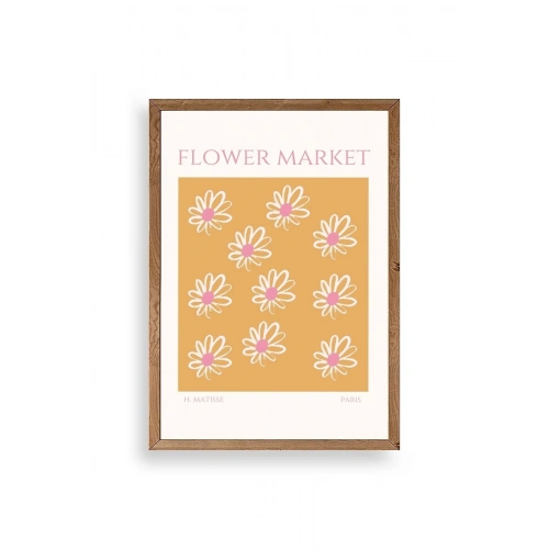 Çiçek Pazarı Ahşap Çerçeveli Tablo 17 x 23
