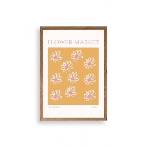 Çiçek Pazarı Ahşap Çerçeveli Tablo 30 x 42