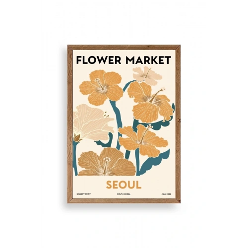 Çiçek Pazarı Ahşap Çerçeveli Tablo 30 x 42