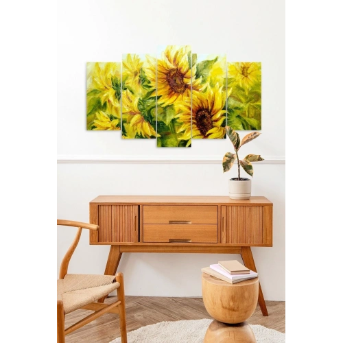 Çiçekler 5 Parçalı Mdf Tablo 60 x 100