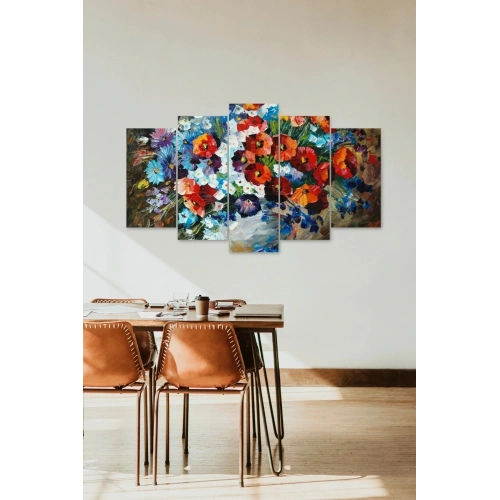 Çiçekler 5 Parçalı Mdf Tablo 60 x 100