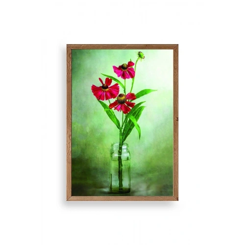 Çiçekler Ahşap Çerçeveli Tablo 17 x 23