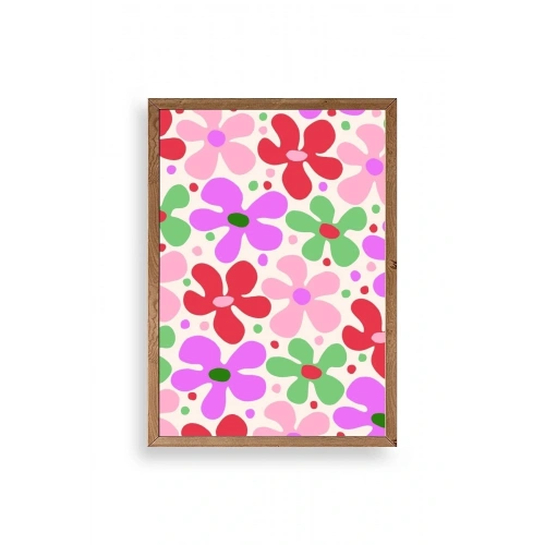 Çiçekler Ahşap Çerçeveli Tablo 17 x 23