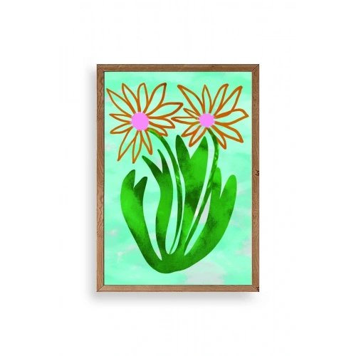 Çiçekler Ahşap Çerçeveli Tablo 17 x 23