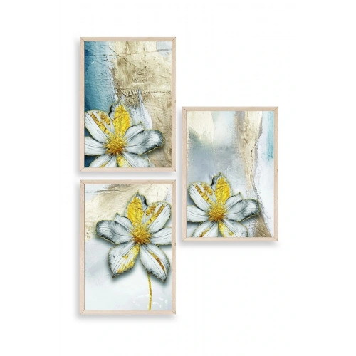 Çiçekler Ahşap Çerçeveli Tablo 30 x 42