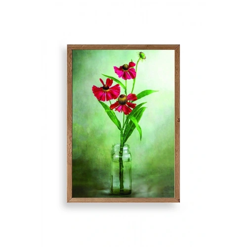 Çiçekler Ahşap Çerçeveli Tablo 30 x 42
