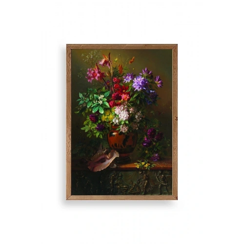 Çiçekler Ahşap Çerçeveli Tablo 50 x 70