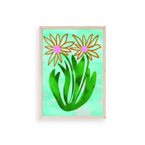 Çiçekler Ahşap Çerçeveli Tablo 50 x 70