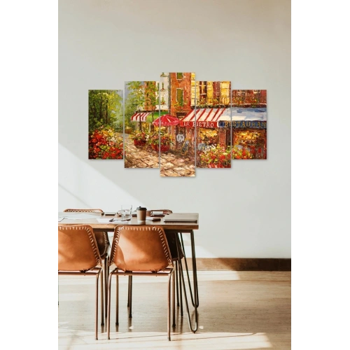 Çiçekler Manzarası 5 Parçalı Mdf Tablo 60 x 100