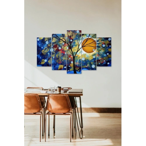 Çiçekler ve Gece 5 Parçalı Mdf Tablo 60 x 100