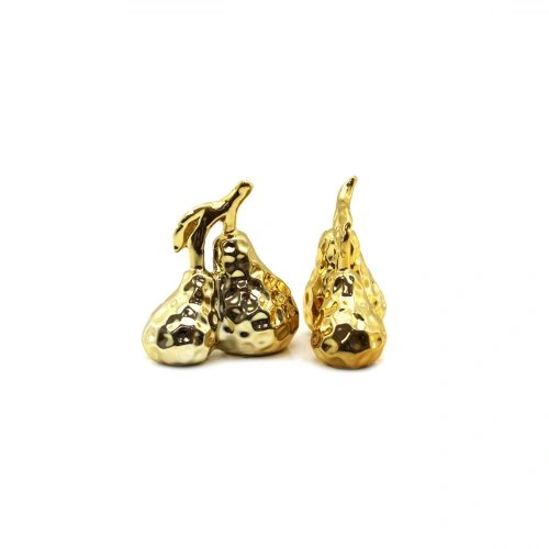 Double Pear Design Figurine - Mega Size - Ceramic - Shiny Gold