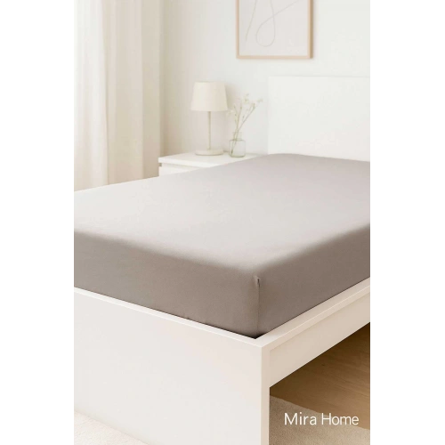 Çift Kişilik Düz Penye %100 Pamuklu Lastikli Çarşaf 160X200 Newsheet Gri