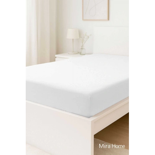 Çift Kişilik Düz Penye  %100 Pamuklu Lastikli Çarşaf 180X200 Newsheet Beyaz