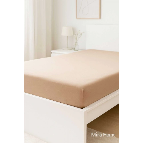 Çift Kişilik Düz Penye  %100 Pamuklu Lastikli Çarşaf 180X200 Newsheet Kahverengi