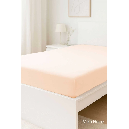 Çift Kişilik Düz Penye  %100 Pamuklu Lastikli Çarşaf 180X200 Newsheet Somon