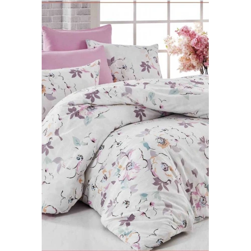 Double Bed Duvet Set Cotton Lavender Spring