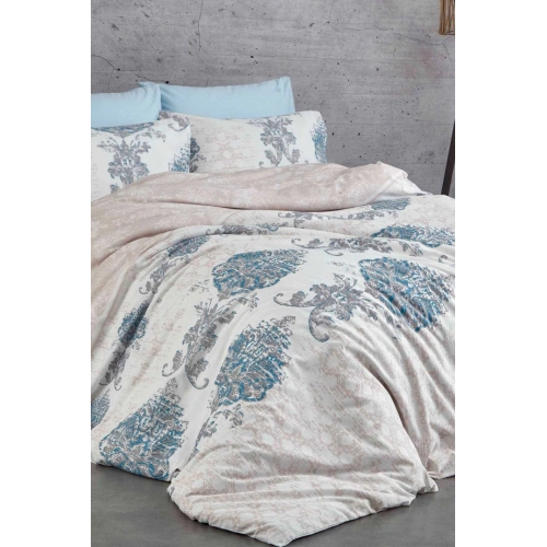 طقم غطاء سرير مزدوج قطن أزرق النبل