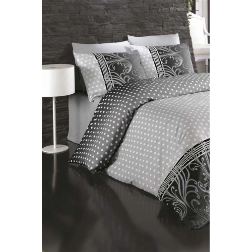 Double Bed Duvet Cover Set Cotton Black Pearl