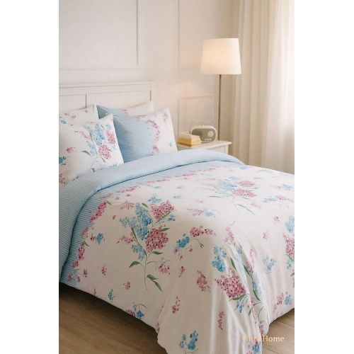 Çift Kişilik Pamuklu Nevresim Takımı Krizantem Desenli