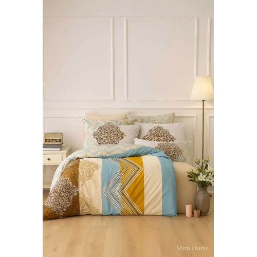 Çift Kişilik Pamuklu Nevresim Takımı Zigzag Desenli