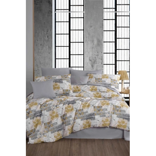 Çift Kişilik Ranforce Nevresim Takımı %100 Pamuklu Serra Gri