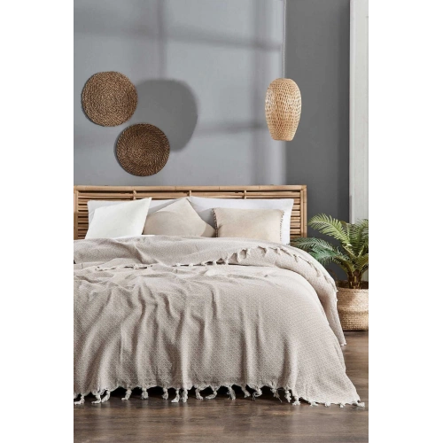 Double Bed Coverlet Deniz Beige 200 x 230 Cm