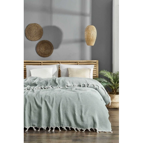 Double Bed Lightweight Blanket Sea Green 200 x 230 Cm
